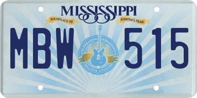 MS license plate MBW515
