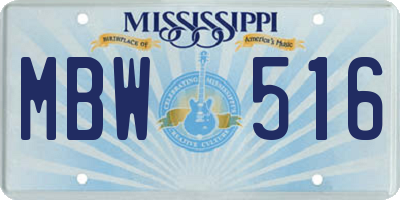 MS license plate MBW516