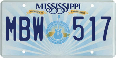 MS license plate MBW517