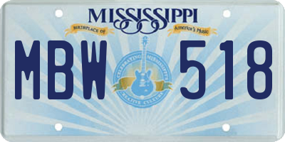 MS license plate MBW518