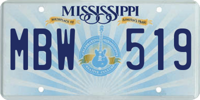 MS license plate MBW519
