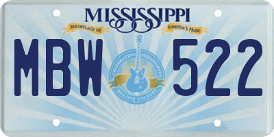 MS license plate MBW522