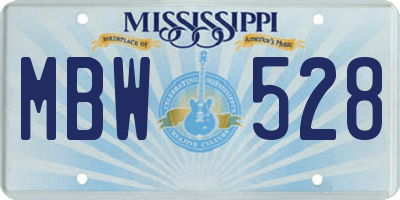 MS license plate MBW528