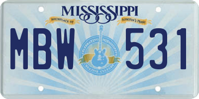 MS license plate MBW531