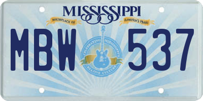 MS license plate MBW537
