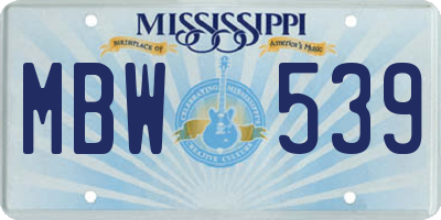 MS license plate MBW539