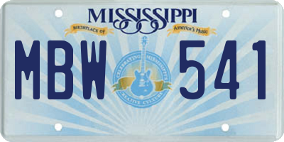 MS license plate MBW541