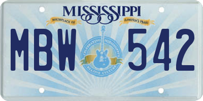 MS license plate MBW542