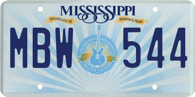 MS license plate MBW544