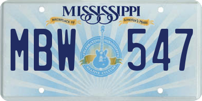 MS license plate MBW547
