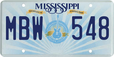 MS license plate MBW548