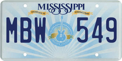 MS license plate MBW549