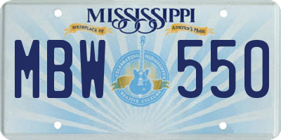 MS license plate MBW550
