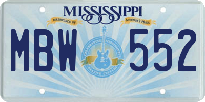 MS license plate MBW552