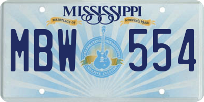 MS license plate MBW554