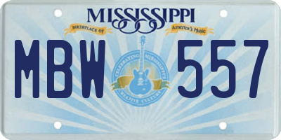 MS license plate MBW557