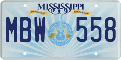 MS license plate MBW558