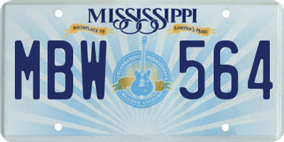 MS license plate MBW564