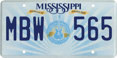 MS license plate MBW565
