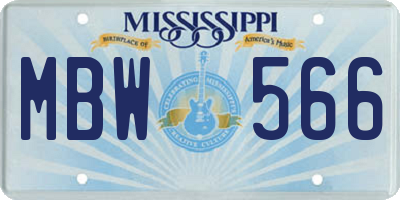 MS license plate MBW566