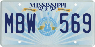 MS license plate MBW569