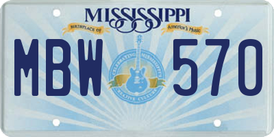 MS license plate MBW570