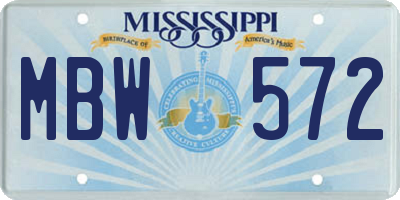 MS license plate MBW572