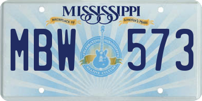 MS license plate MBW573