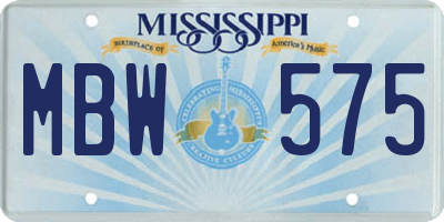 MS license plate MBW575