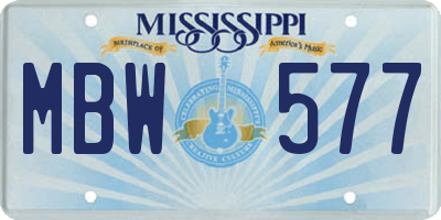 MS license plate MBW577