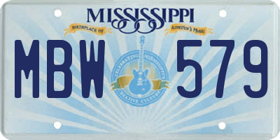 MS license plate MBW579