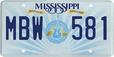 MS license plate MBW581