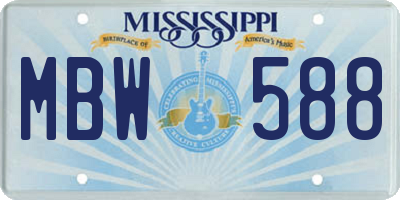 MS license plate MBW588