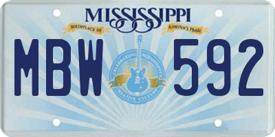 MS license plate MBW592