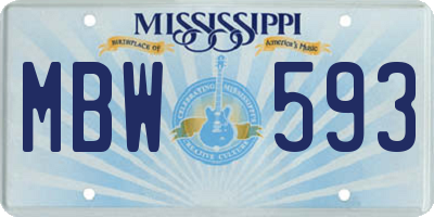 MS license plate MBW593