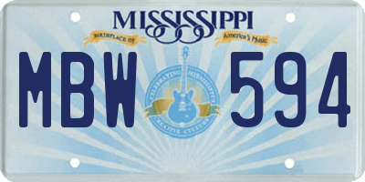 MS license plate MBW594