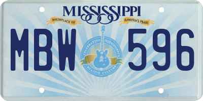 MS license plate MBW596