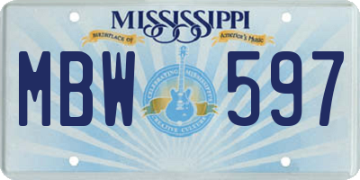MS license plate MBW597