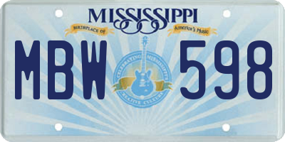 MS license plate MBW598