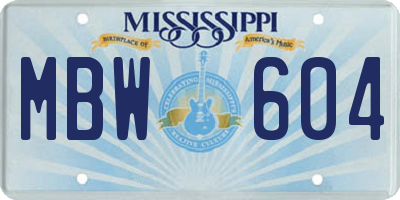 MS license plate MBW604
