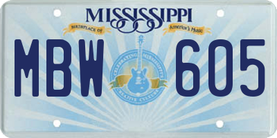 MS license plate MBW605