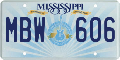 MS license plate MBW606