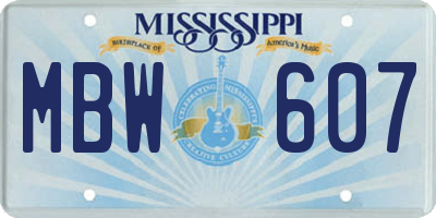 MS license plate MBW607