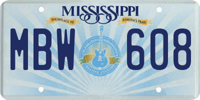 MS license plate MBW608