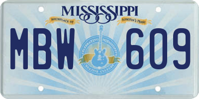 MS license plate MBW609
