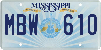 MS license plate MBW610