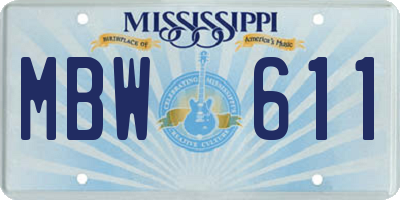 MS license plate MBW611
