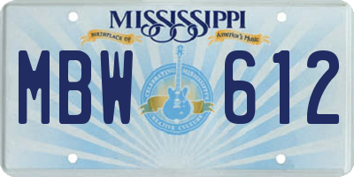 MS license plate MBW612