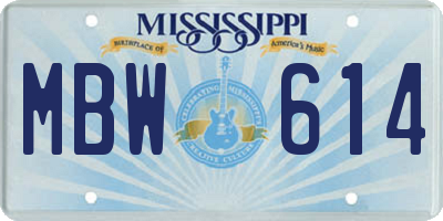 MS license plate MBW614