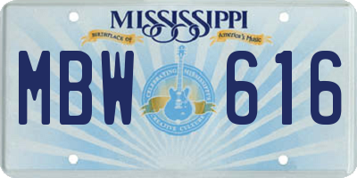 MS license plate MBW616